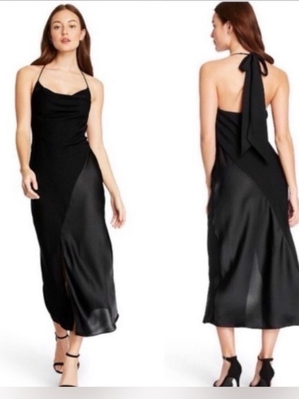Cushnie x Target Black Satin Halter Backless Slip Dress